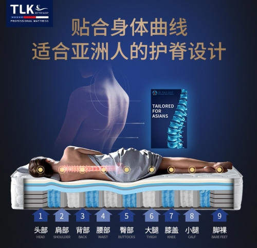 美国特莱卡床垫专门针对中国人身体曲线和脊椎机构设计